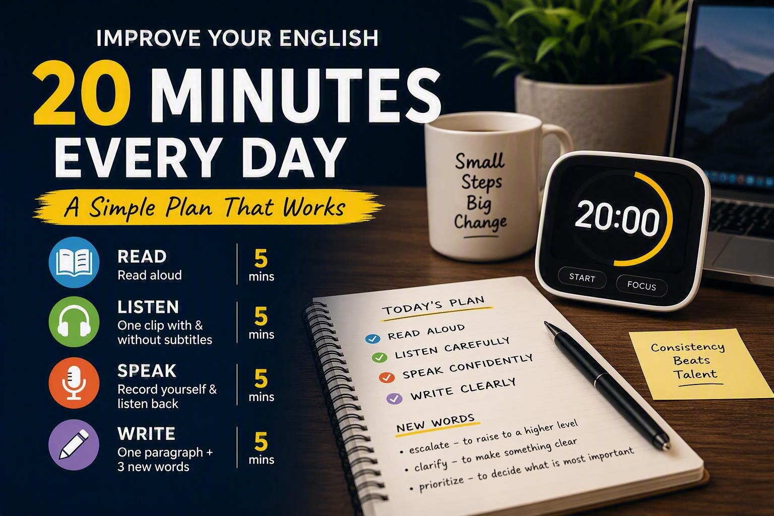 Improve English in 20 Minutes a Day